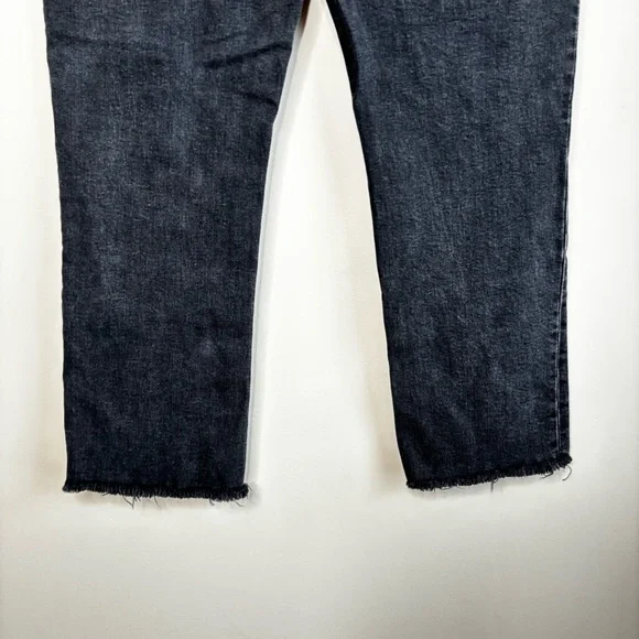 Denim Forum The Arlo High Rise Straight Jean Raw Hem Faded Black Size 30 26L - Picture 8 of 11